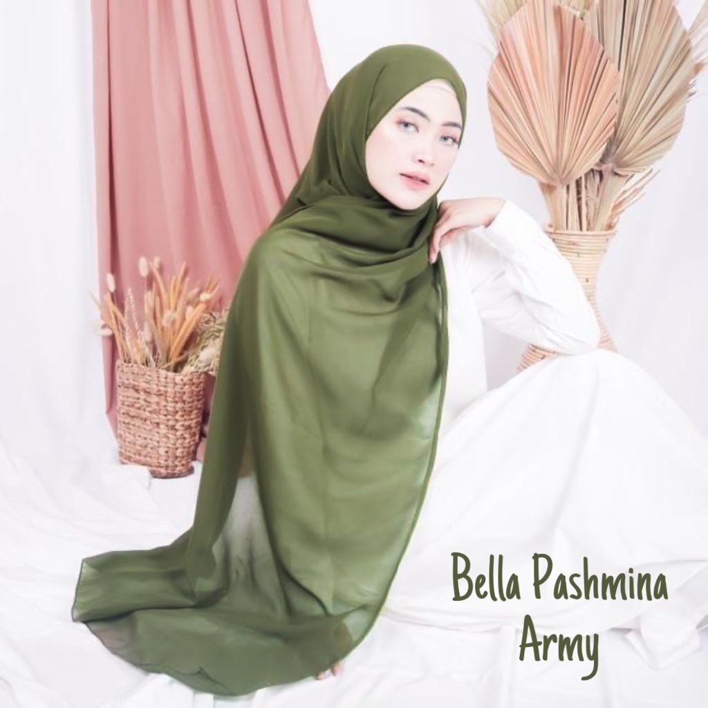 TURUN HARGA !!BELLA PASHMINA / JILBAB KERUDUNG BELLA PASHMINA POLYCOTTON / BISA COD UKURAN 180X75-BELPASH ARMY