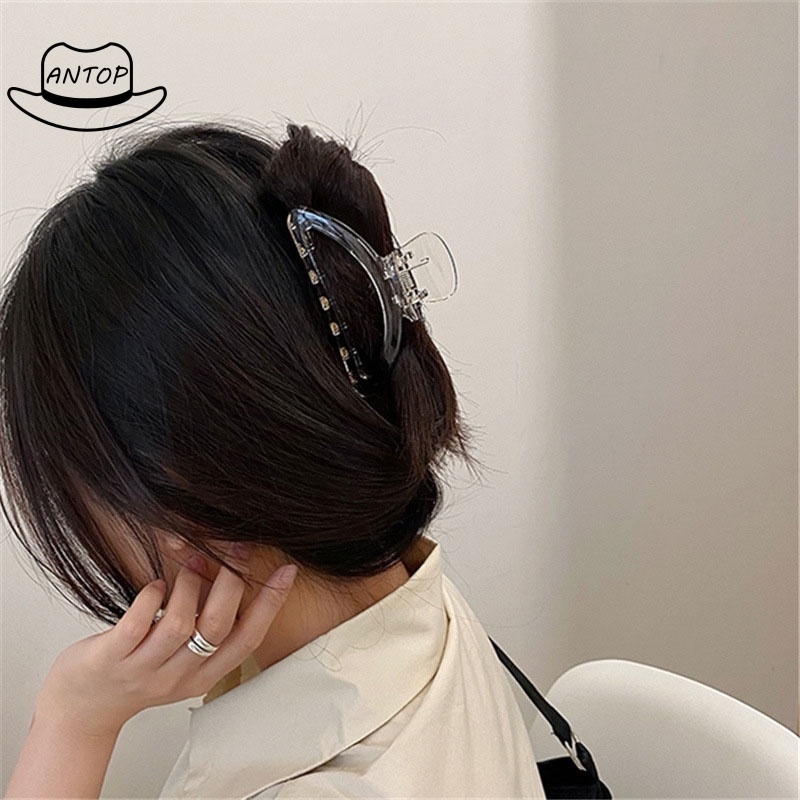 Warna Solid Klip Akrilik Lucu Geometris Berongga Jepit Rambut Headwear Besar Korea Gaya Fashion Aksesoris Rambut Untuk Wanita ANTOP