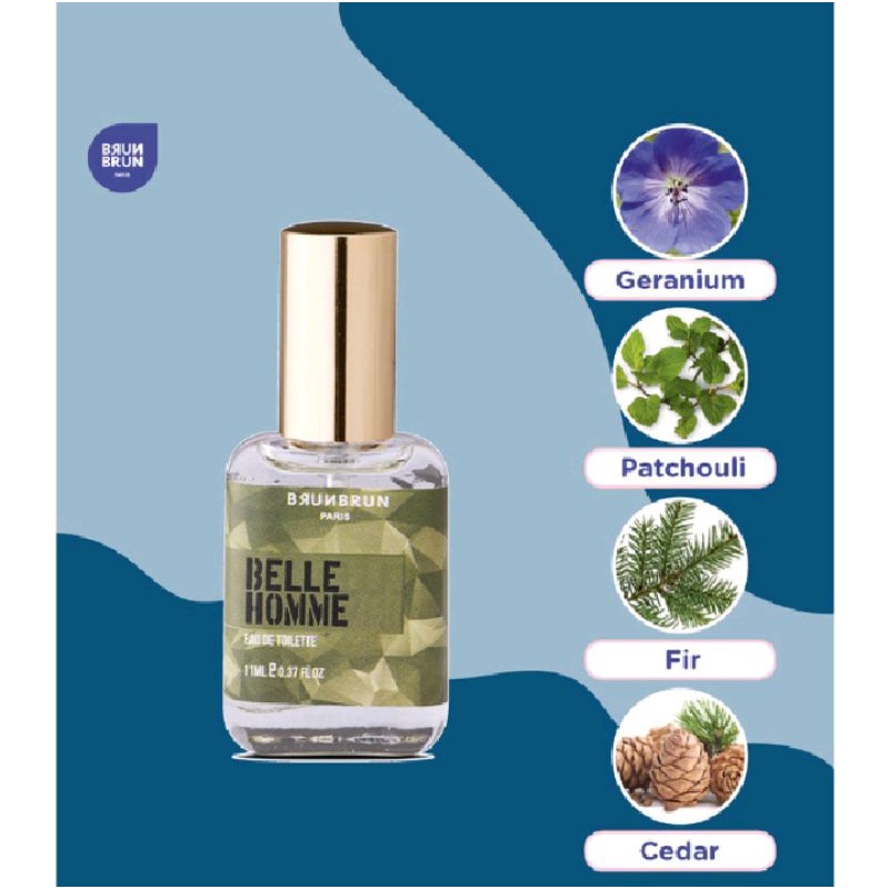 BRUNBRUN PARIS BELLE HOMME EDT EAU DE TOILETTE PARFUME PRIA 11ML PARFUM COWOK KEMASAN SAKU BURNBURN