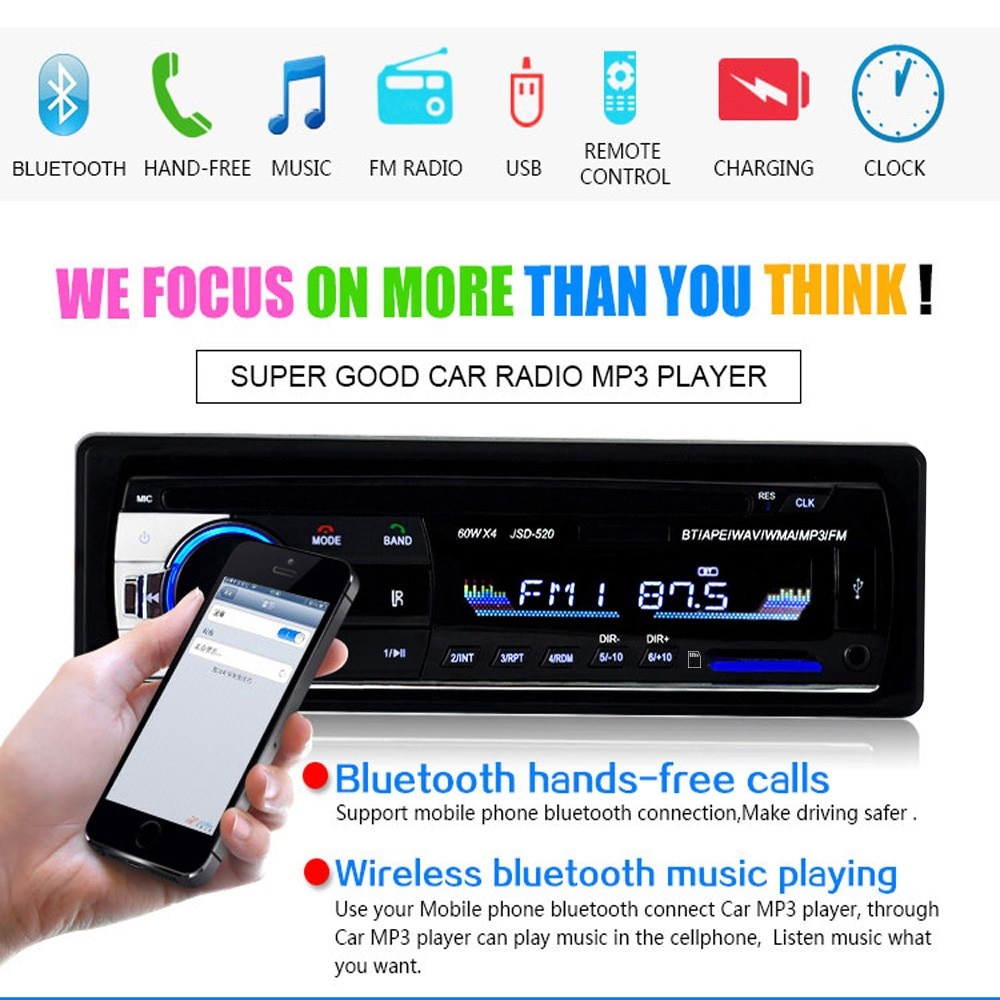 Taffware Tape Audio Mobil Bluetooth MP3 FM Radio - JSD-520 Radio Mobil MP3 Player Radio FM