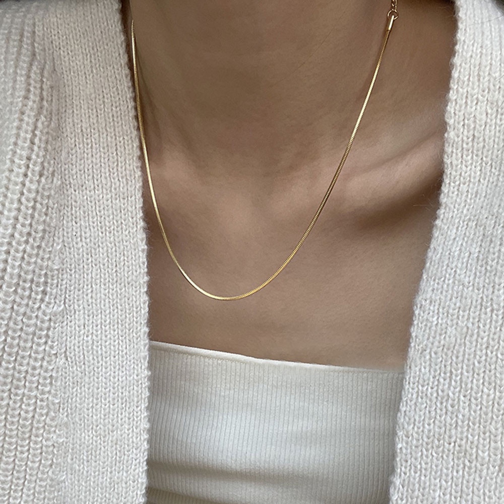 【COD Tangding】Simple Personality Smooth Snake Chain Necklace Trendy Net Celebrity INS Fine Neck Chain Fashion Niche Clavicle Chain