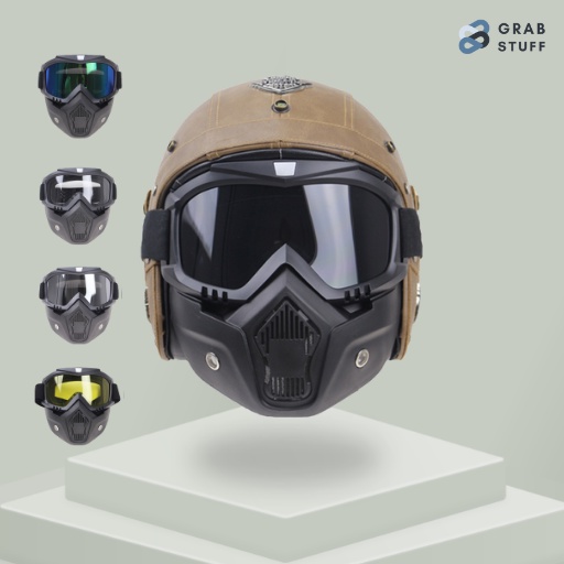 Kacamata Masker Helm Catok Motor Classic Goggles Mask Motor Retro Windproof / Topeng Kacamata Retro Trail Motocross Full Face Google Mask / Masker Motor Kekinian Gaul Klasik Retro Vintage Murah Original Berkualitas