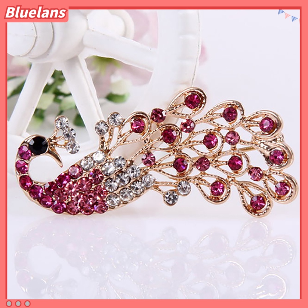 Bluelans Brooch Pin Shiny Lovely Women Fashion Peacock Shape Collar Pin