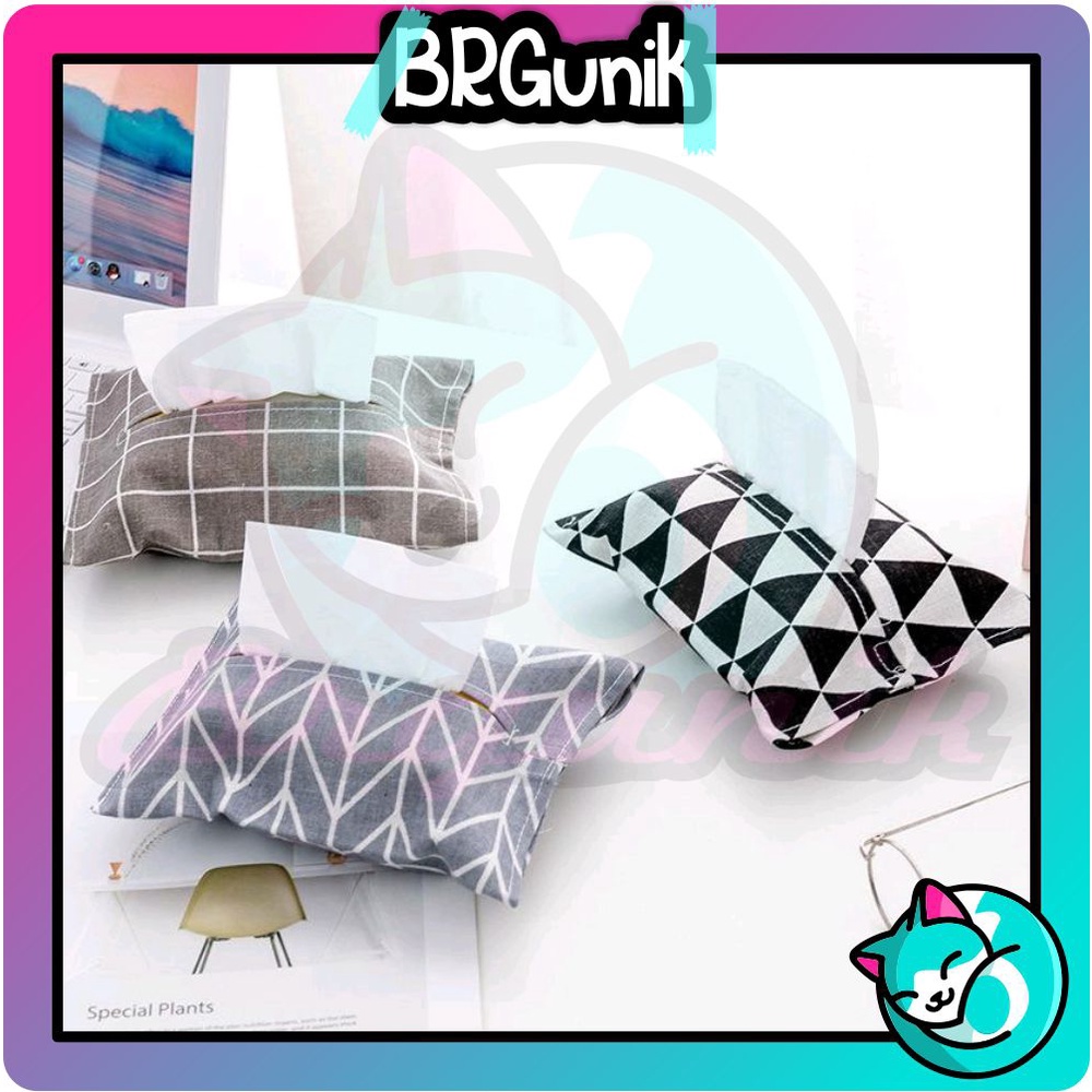 BRGUNIK Kotak Tempat Tissue Kain Motif Lucu Bagus Kanvas Cover Tissue Mobil R469