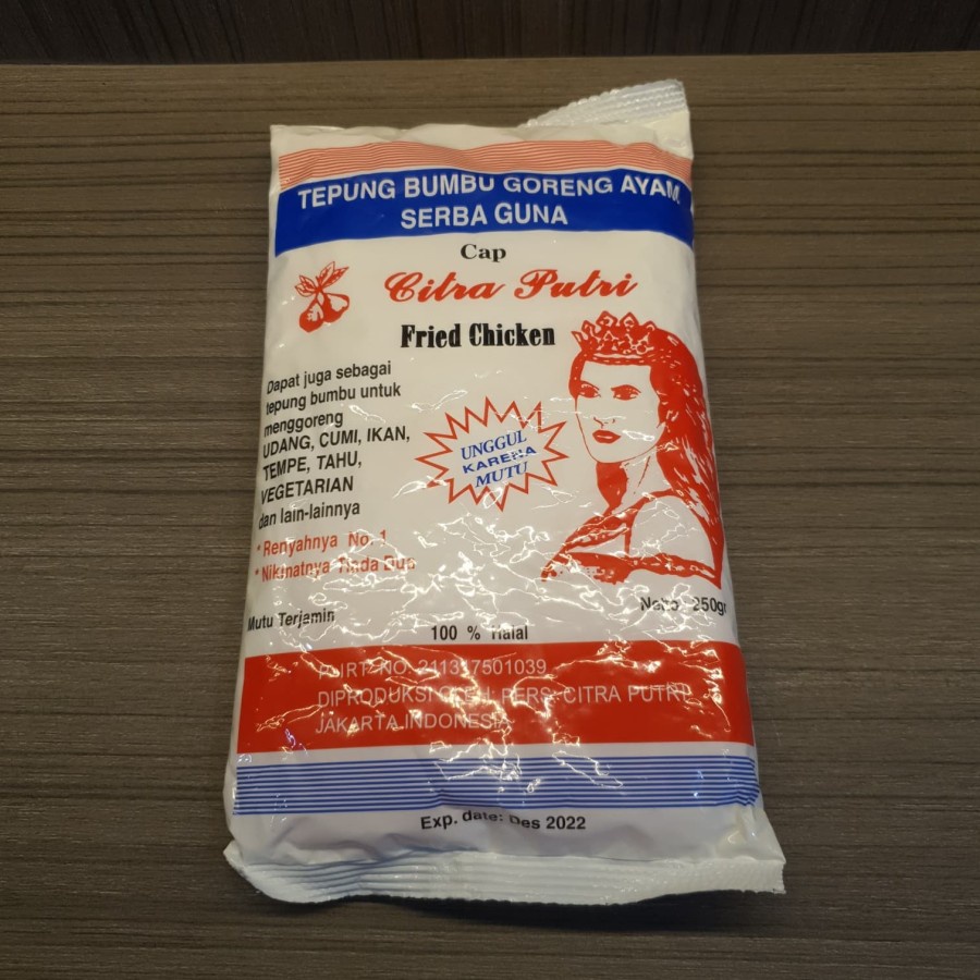 

Tepung Bumbu Goreng Ayam Serba Guna Cap Citra Putri HALAL 250 Gr