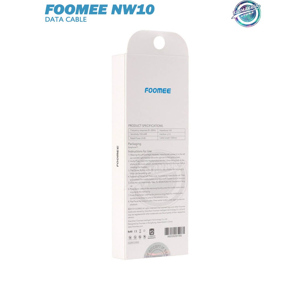 Kabel Data Charger FOOMEE NW10 Cable Data Fast Charging 1M Competible Iphone