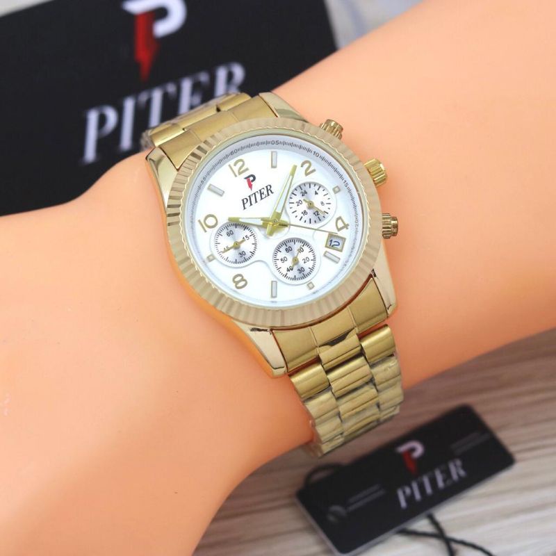 Jam Tangan Piter Chronograph Aktif Tanggal Aktif Free Box Jam Tangan Pria Anti Air