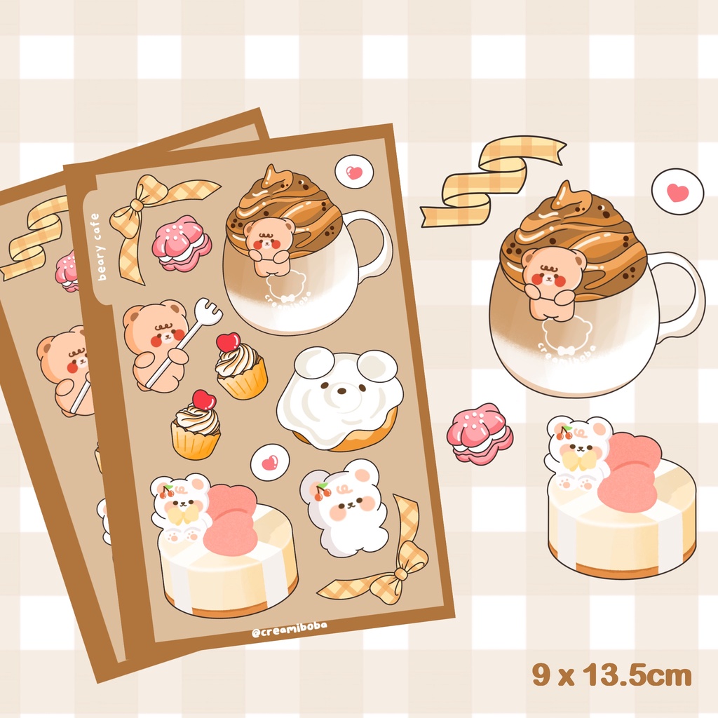 

creamiboba - beary cafe sticker sheet