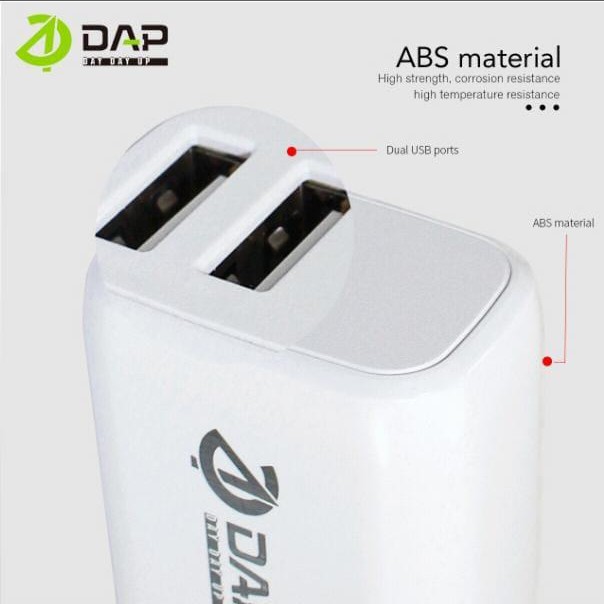DAP D-A2N Travel Charger 2.4A 2 USB Port Fast Charger+Kabel Data Micro
