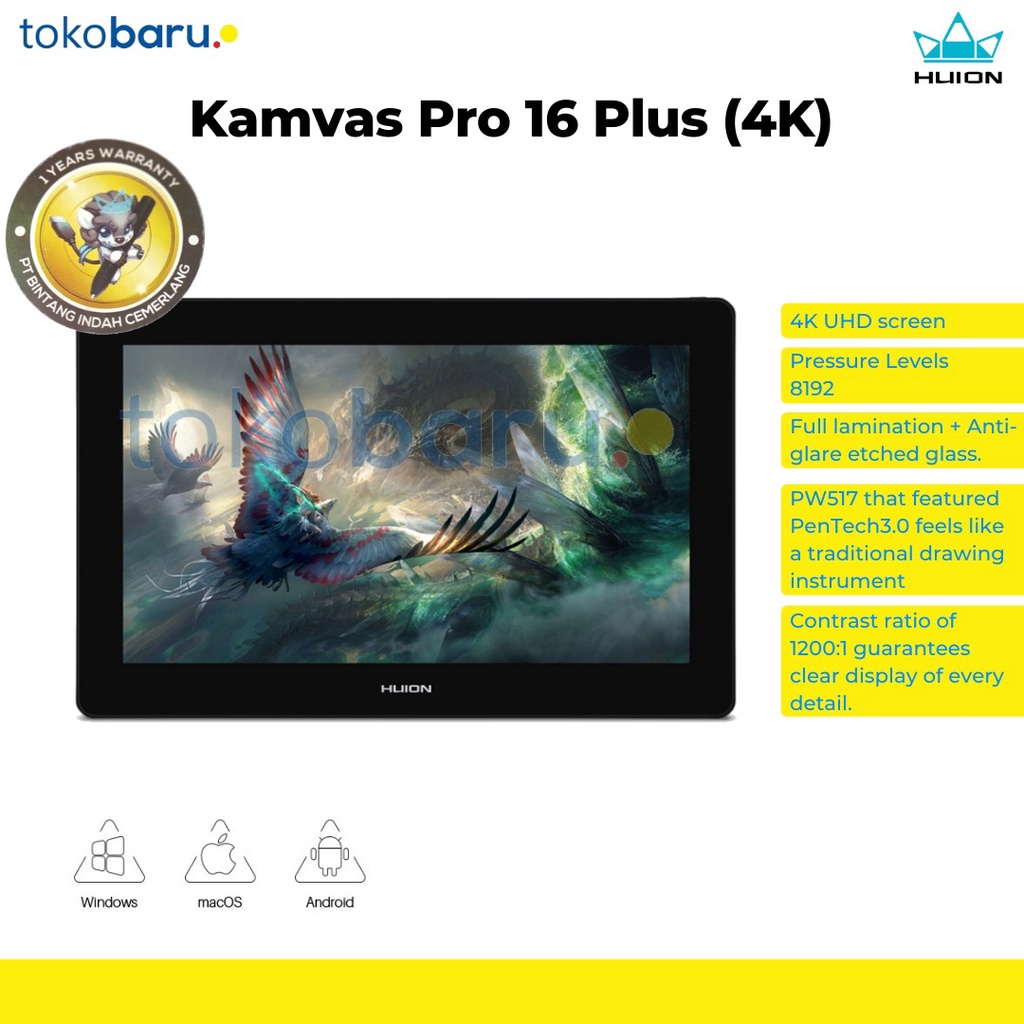 Huion Kamvas Pro 16 Plus (4K) Drawing Display Tablet Garansi Resmi 1 Tahun