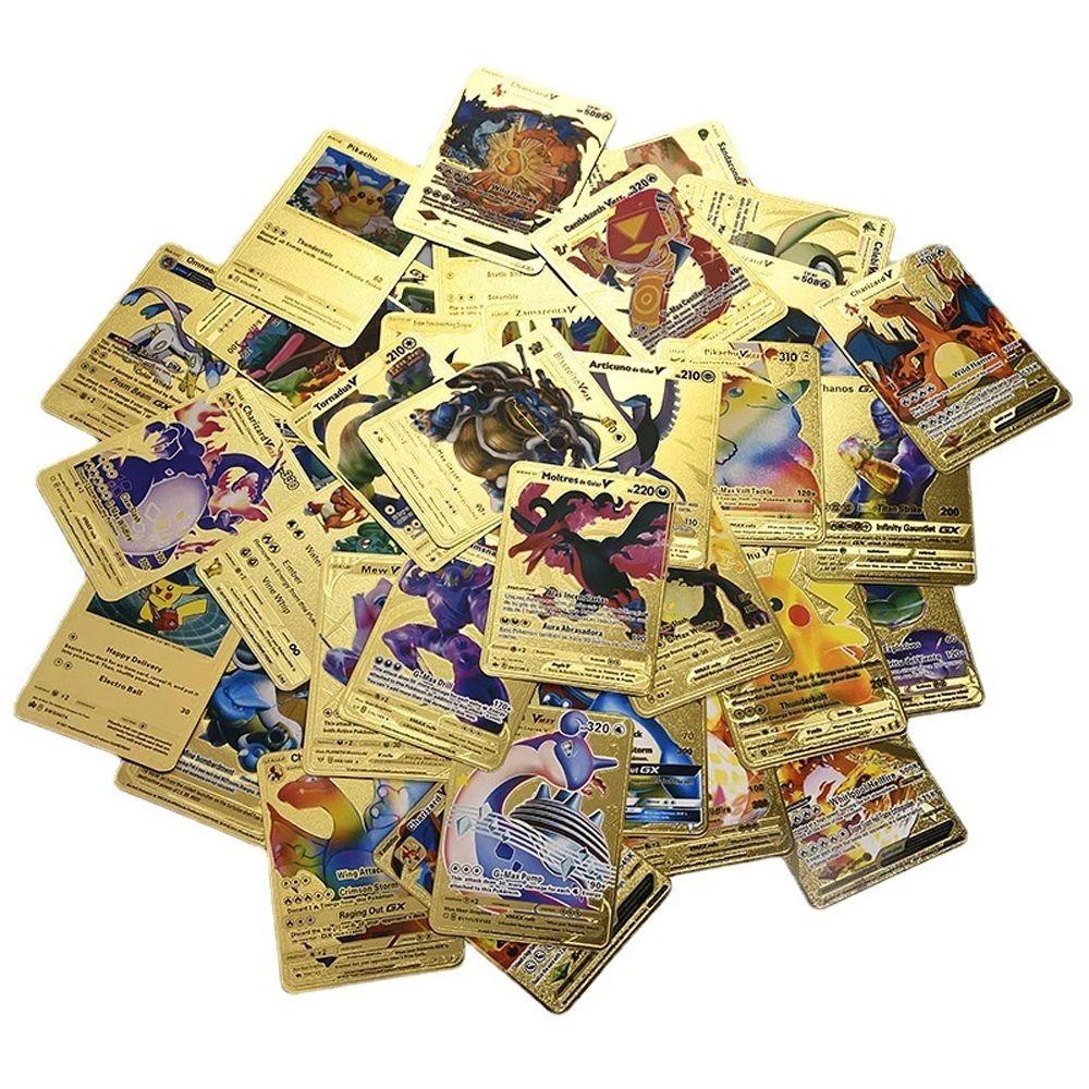 QUINTON Kartu Pokemon Hadiah Natal 54pcs /set Charizard Vmax GX Collection Pikachu Energy Card