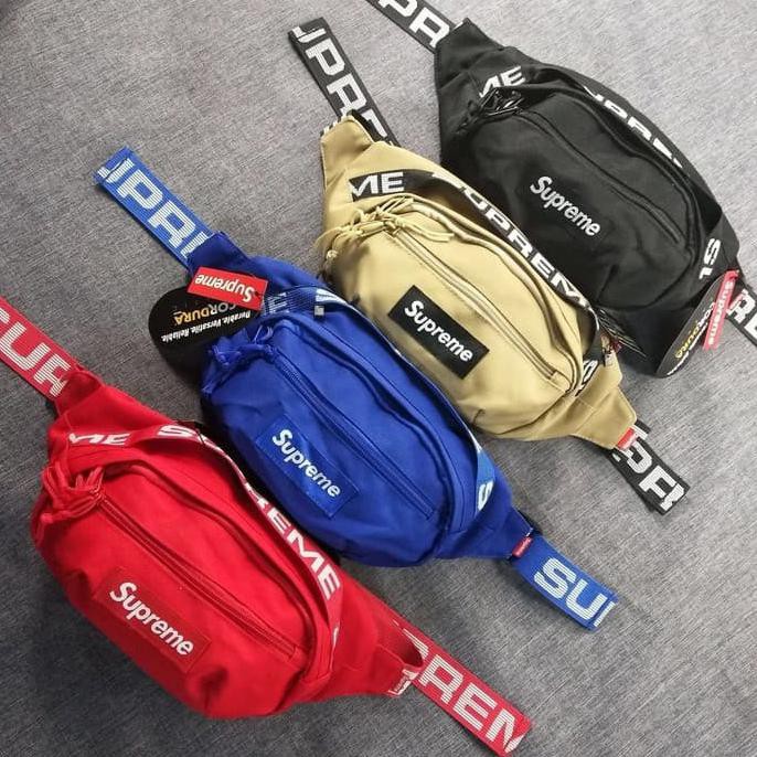 READY STOCK TAS SELEMPANG PRIA WAIST BAG SUPREME TERBARU PREMIUM TAS PINGGANG PRIA - SUPREME RED
