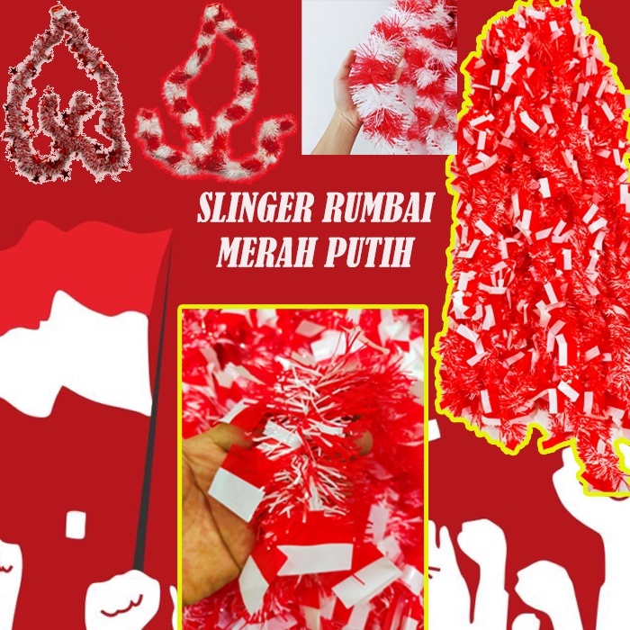 Slinger Rumbai Merah Putih Hiasan Dekorasi HUT Kemerdekaan RI 17an 17 Agustusan