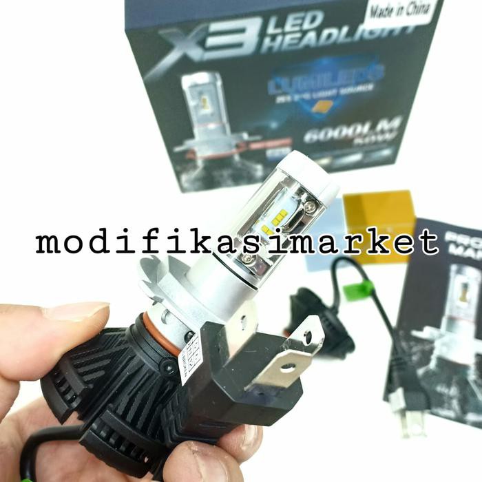 lampu led headlamp mobil h4 phillips x3 6000k 3000k 8000k
