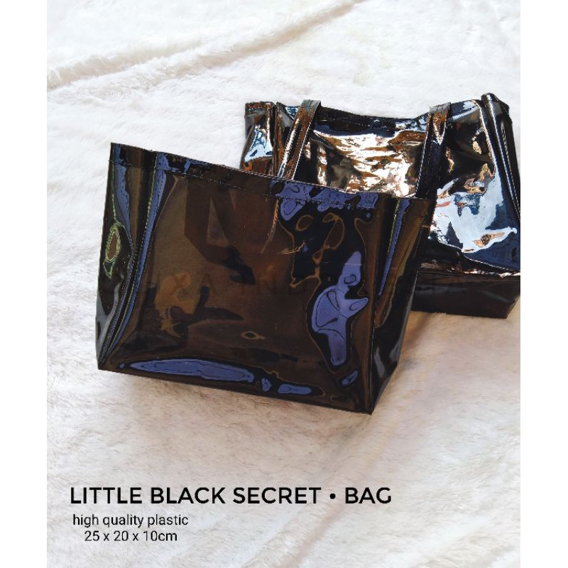 tas plastik transparan hitam black secret