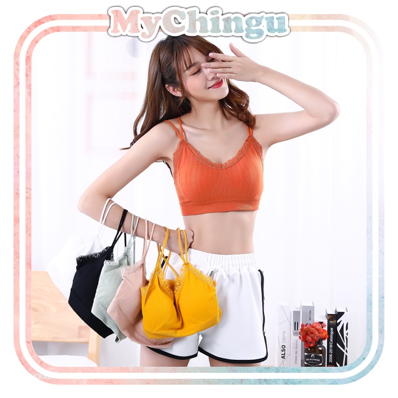 ❀ Chingu ❀ PW106 COD Pakaian Dalam Wanita Bra Seksi Olahraga Punggung Silang Nyaman Import Surabaya