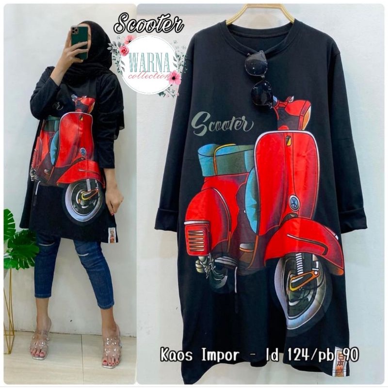 SCOOTER KAOS MERAH VESPA HITAM TUNIK W