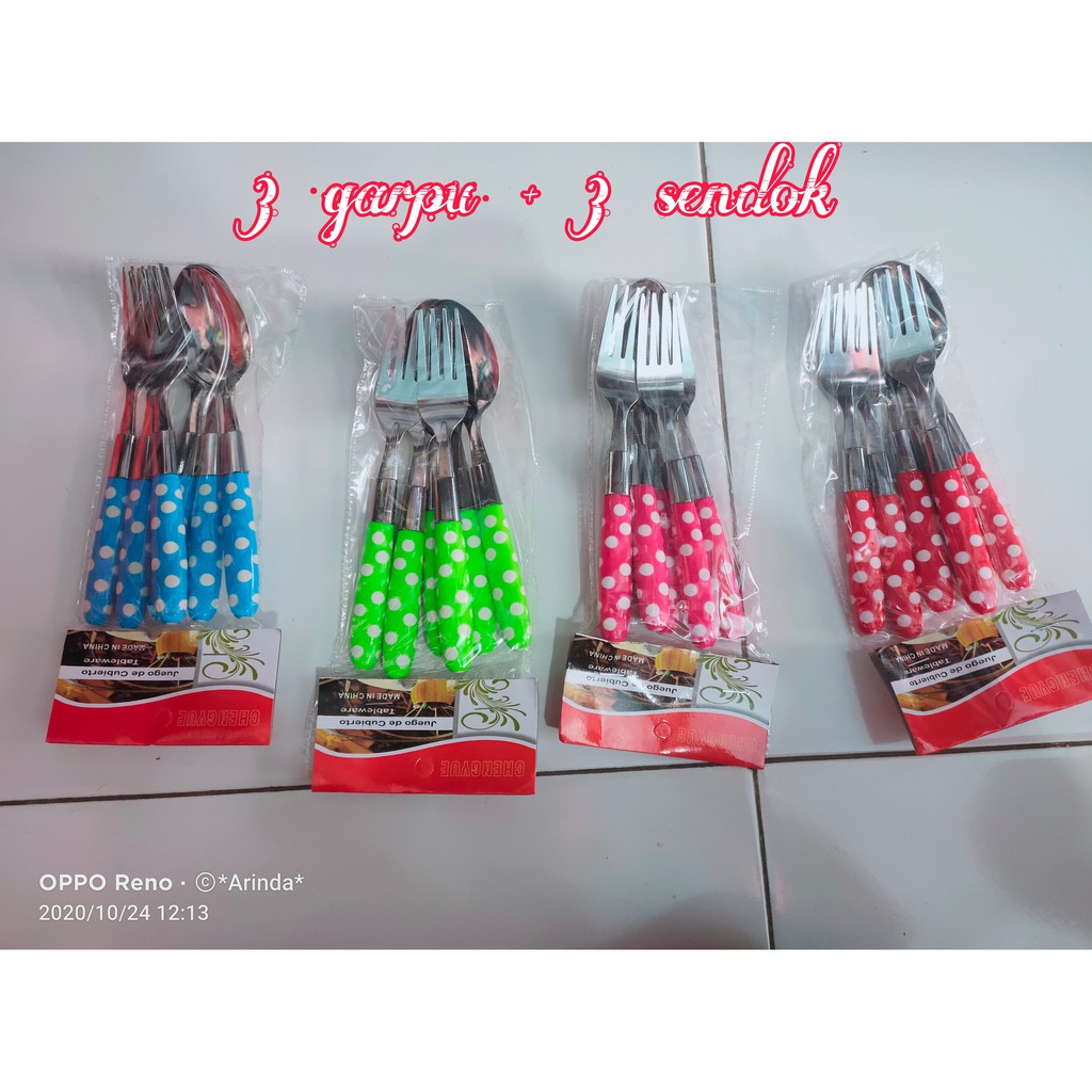 Sendok garpu polkadot 6 pcs