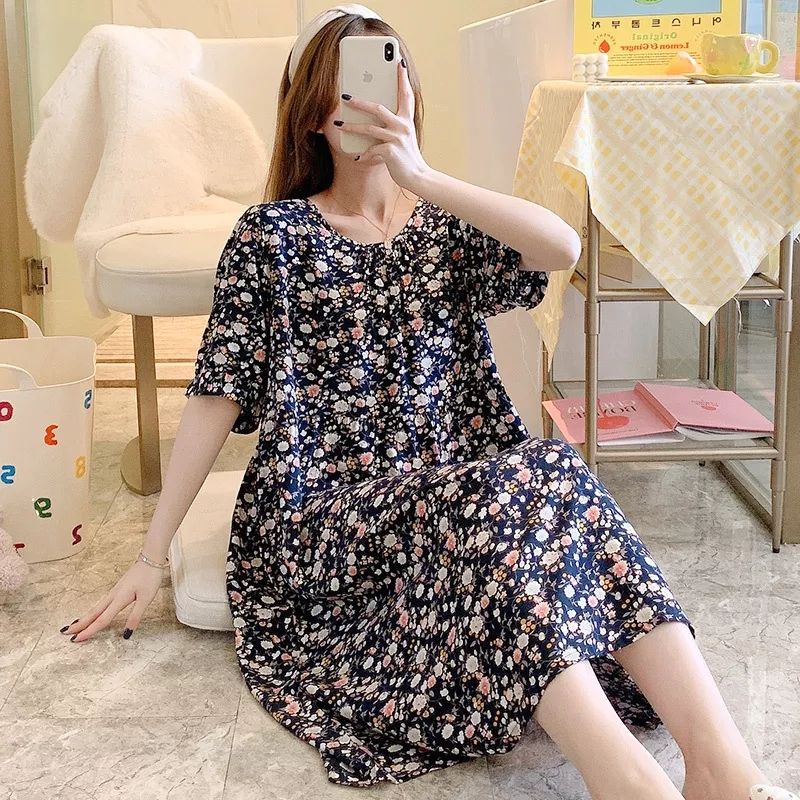 RULIF Daster rayon import lengan pendek oversize / Baju tidur import rayon korea jumbo