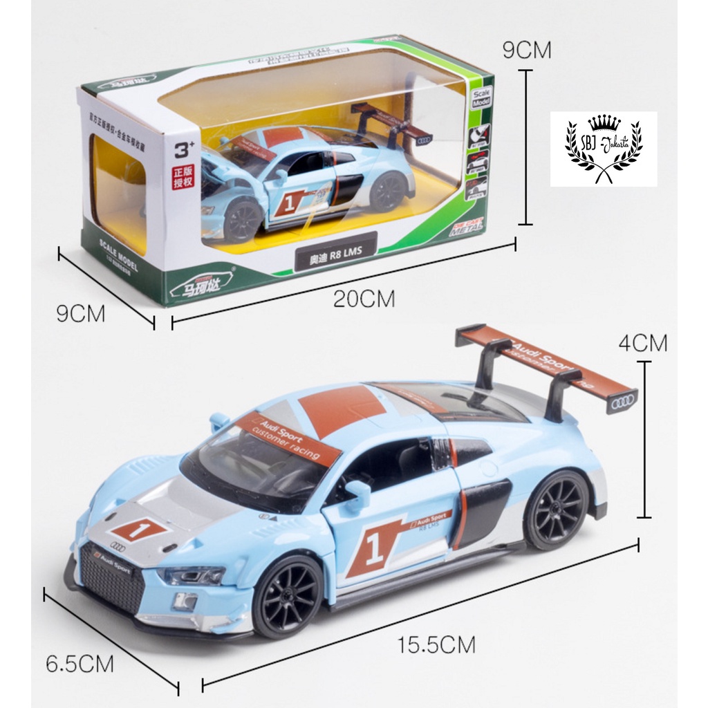 DIECAST Miniatur MOBIL AUDI R8 LMS Racing Skala 1:32 METAL SERIES