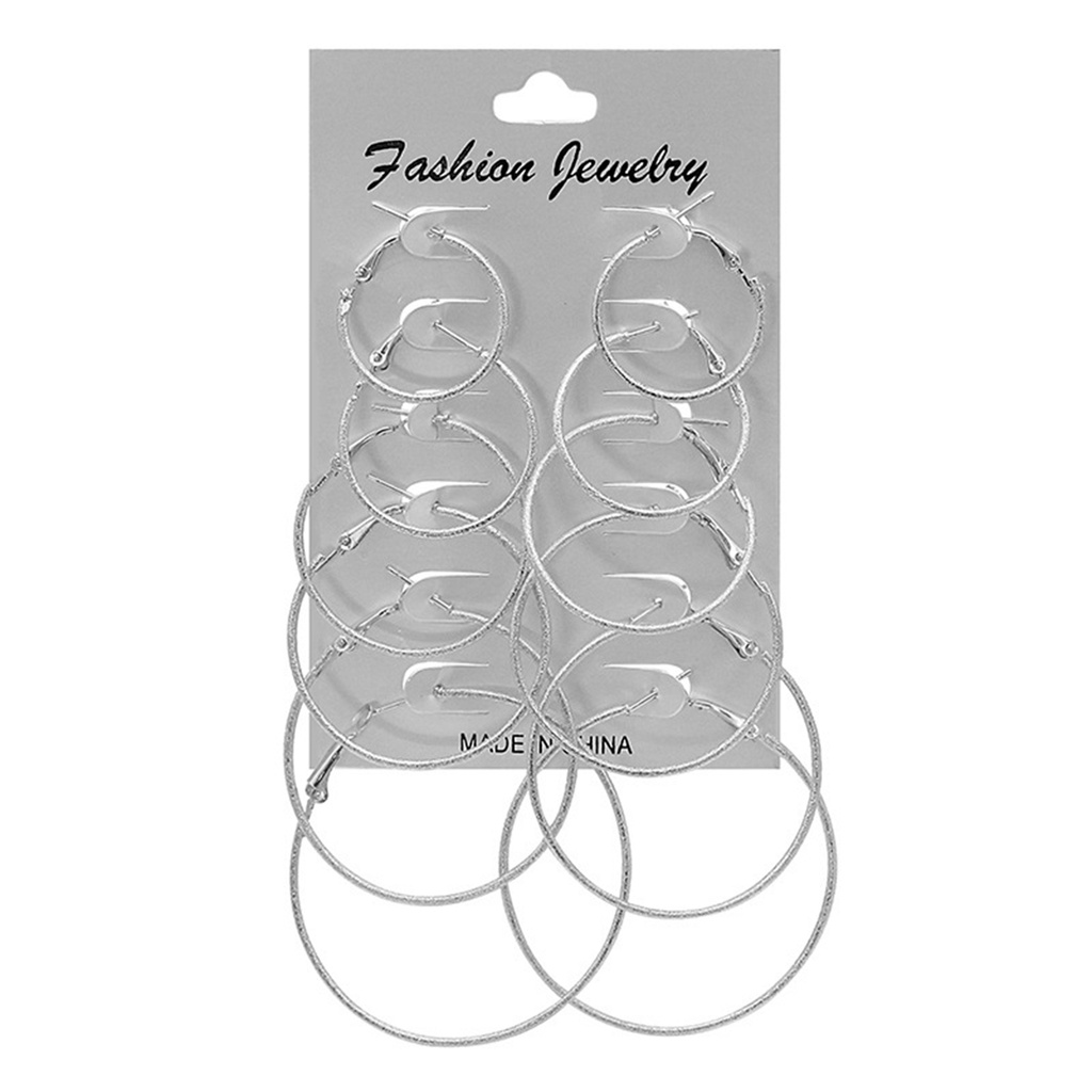 Hu Hu Hu Hu Hu Alat Bantu Pasang Kacamata♡ 6 Pasang Anting Tusuk Bentuk Lingkaran Bahan Metal Gaya Punk Untuk Wanita