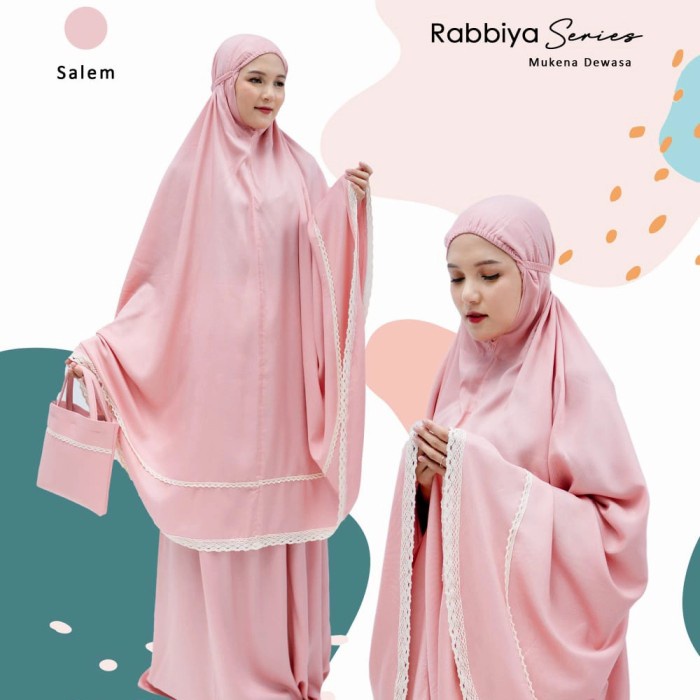 MUKENA KATUN RAYON DEWASA RABBIYA SERIES MOTIF RENDA POLOS