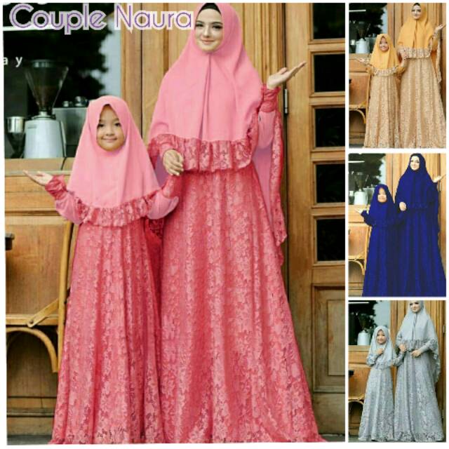 Gamis Couple Syari Ibu dan Anak Gamis Brukat Couple Keluarga Couple Lebaran