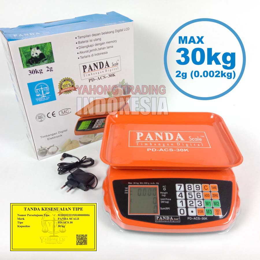 Timbangan Digital 30kg Akurasi 2g Timbangan Laundry Buah Meja Paket Sembako PANDA SCALE