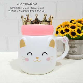 MUG KERAMIK  GELAS  KOPI CUTE CROWN CAT  KOLEKSI GELAS  