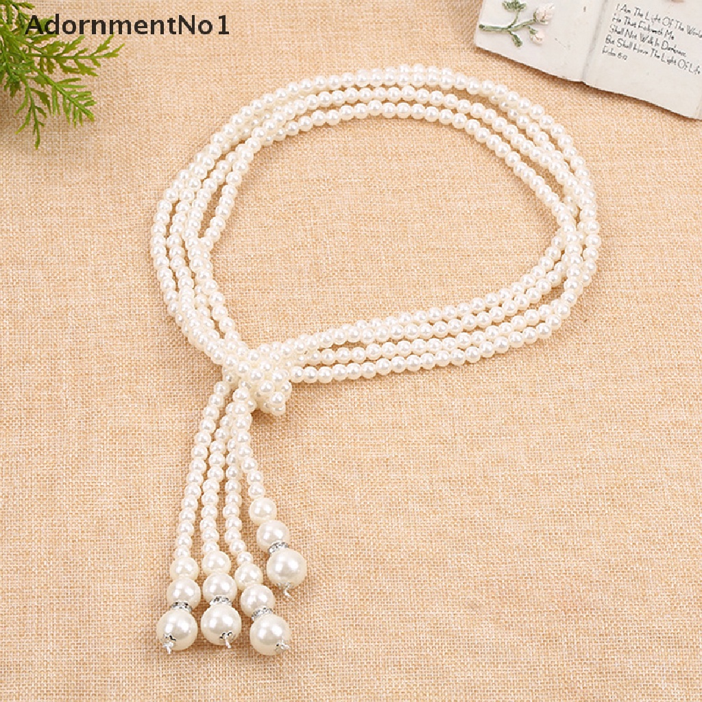 (AdornmentNo1) Kalung Rantai Panjang Dengan Liontin Rumbai Mutiara Elegan Untuk Wanita Charms