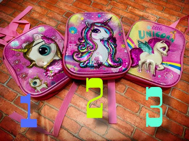 Tas Ransel Anak TK Unicorn Lucu Timbul Hologram Import