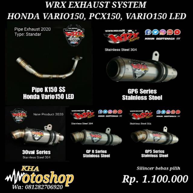 WRX EXHAUST SYSTEM HONDA MATIC 150cc