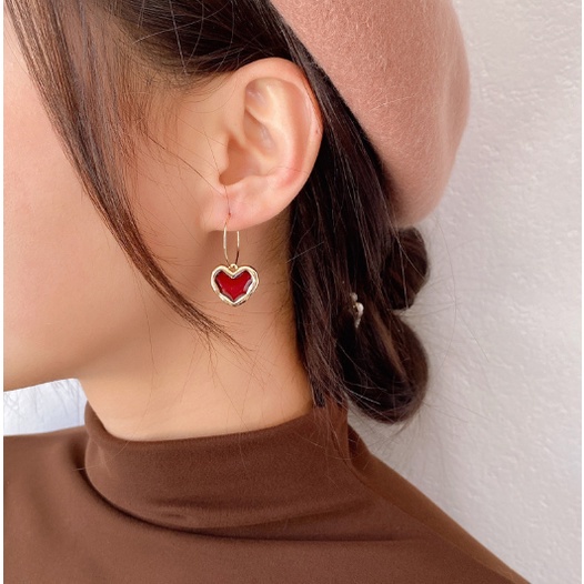 ANTING KOREA WANITA TITANIUM ANTING TUSUK LOVE RETRO ELEGANT GIWANG ANTI KARAT AKSESORIS FASHION IMPORT ANT50