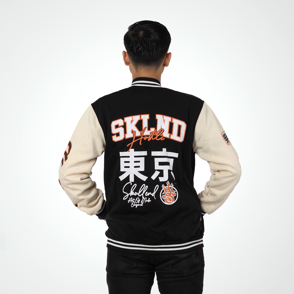 SKULLEND Jaket Varsity Baseball Pria Wanita Terbaru