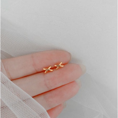 We Flower S925 Silver Geometric Deer Antler Fish Butterfly Stud Earrings for Women Girls-type O gold