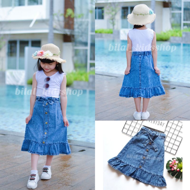 ROK JEANS ANAK PEREMPUAN / ROK REMPEL ANAK