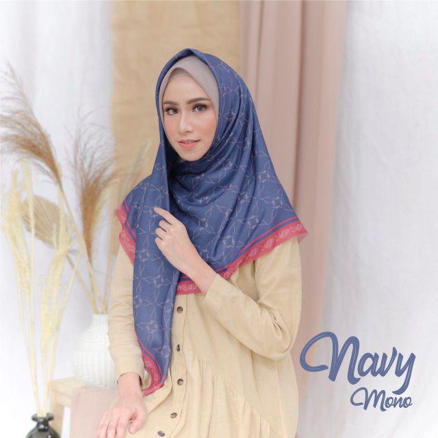 Mylady Hijab PREMIUM MONOGRAM EDITION denim vanilla latte avocado mustard mocha yakult black MONO-NAVY MONO