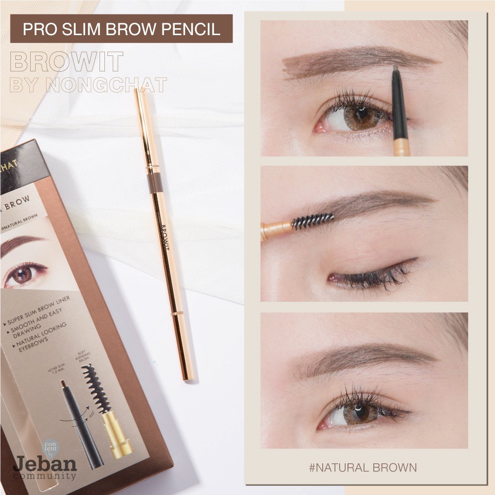 Browit Pro Slim Brow Pencil By Nongchat | Pensil Alis by Nongchat Eyebrow Pencil