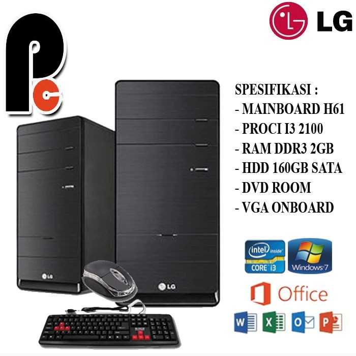 PC KOMPUTER BUILD UP OFFICE/SEKOLAH LGA 1155 I3 dan MONITOR 17 inch