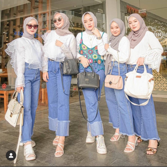 BASIC KULOT  JEANS  RAWIS  PANTS  CELANA  WANITA Shopee Indonesia