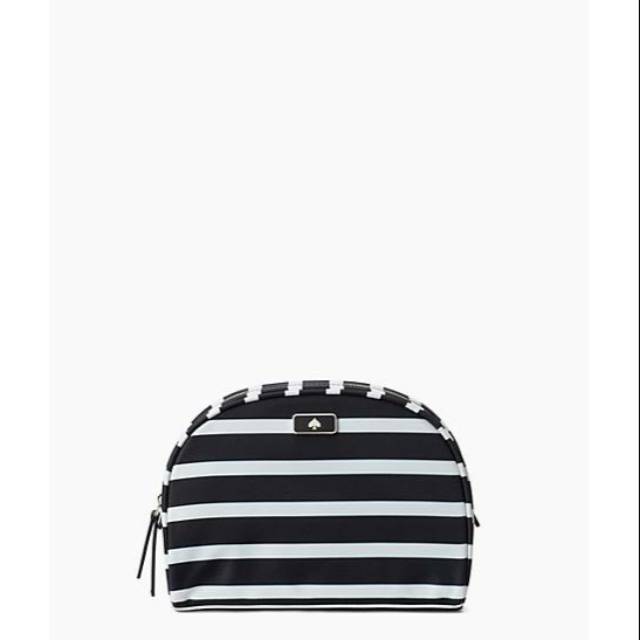 kate spade dawn cosmetic case black stripe