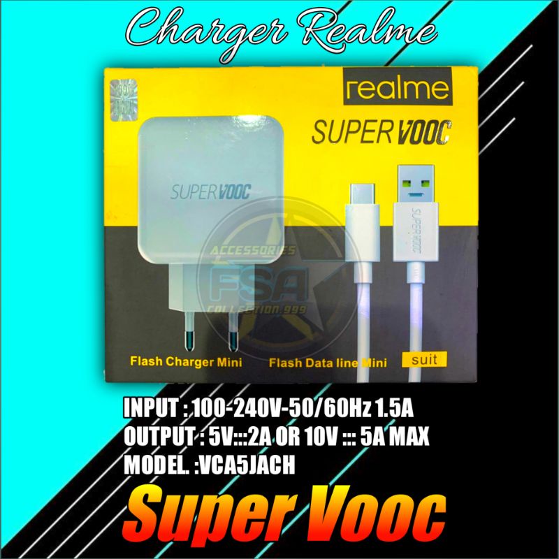 TRAVEL CHARGER REALME VOOC X 5A MAX FAST CHARGING USB TYPE C ORI By FC