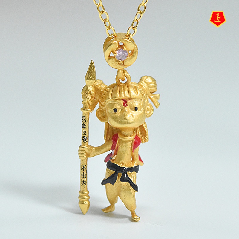 [Ready Stock]Nezha Gold Pendant Cartoon Cute All-Match