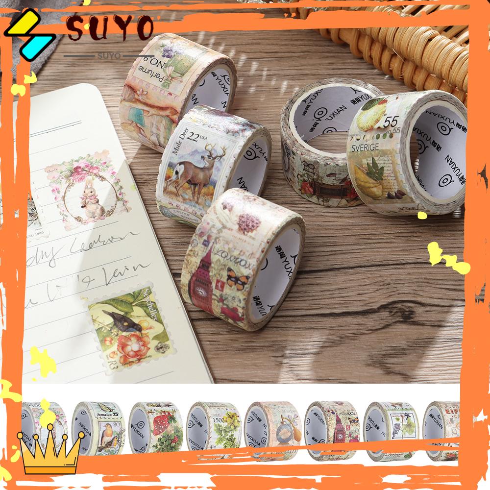 Suyo Stiker Label Washi Motif Vintage Untuk Dekorasi Diary / Jurnal