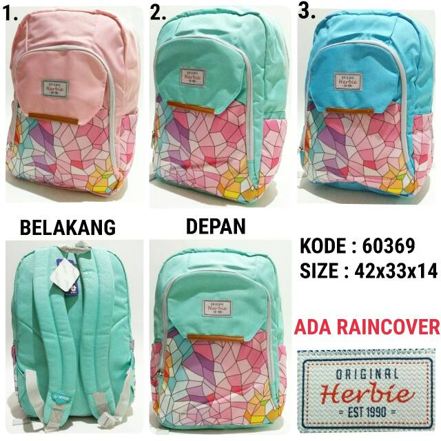 Tas sekolah ransel backpack cewe herbie 60369 baru herbie bags