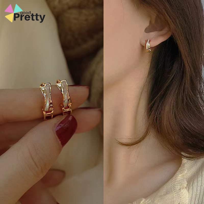 Fritillary Cross Anting Wanita Musim Panas Sederhana High-end Stud Earrings - PD