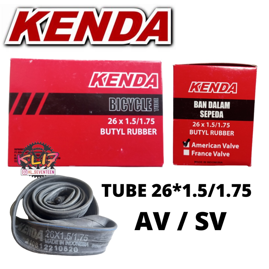 BAN DALAM SEPEDA 26 x 1.50 - 1.75 KENDA AV SV ban dalam 26 kenda ban dalam 26 x 150 - 175 ban dalam