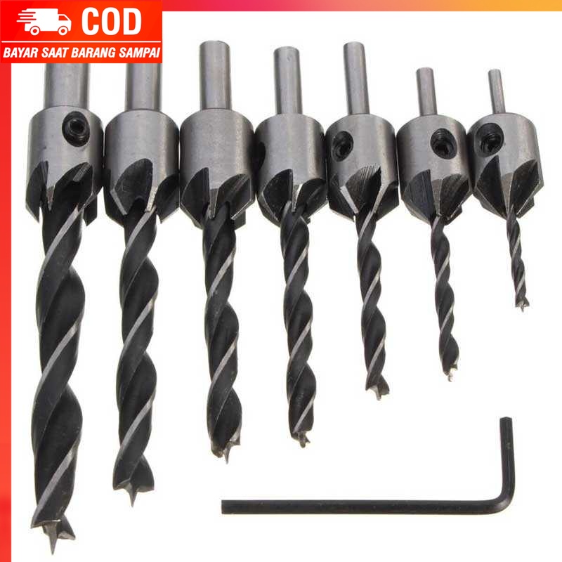 (100% BARANG ORI) Taffware Mata Bor Drill Bit Countersink HSS 3-10mm 7PCS - QST-K13