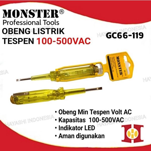 Obeng Min Tespen Listrik Testpen 100 500 AC VAC Volt Lampu Indikator - 5pcs