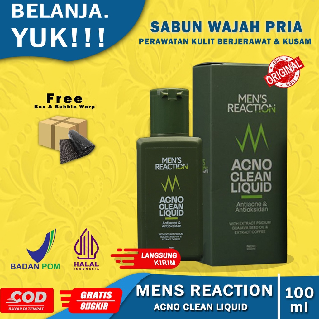 ( BONUS PARFUM ) Sabun Jerawat MEN’S REACTION Acno Clean Liquid Anti Bakteri